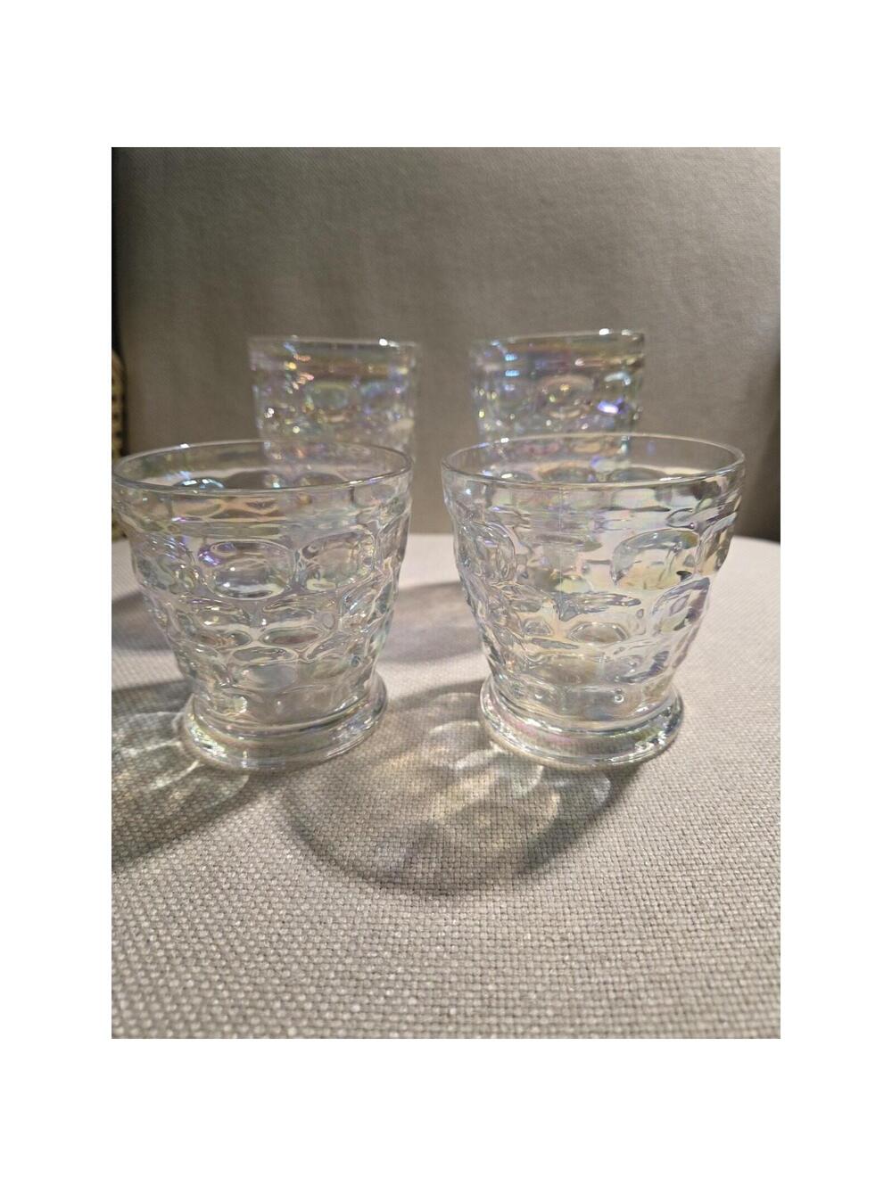 Vintage Federal Glass Colonial Iridescent Highball & Tumbler Set of 4 MCM